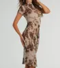 Make It Fierce Crew Neck Leopard Mesh Midi Dress sold by Windsor