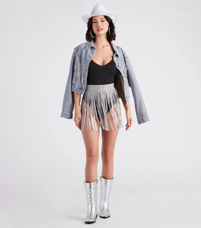 Festival Glam Rhinestone Fringe Belt sold by Windsor