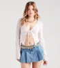 CLEARANCE - Texture Babe Bell Sleeve Tie-Front Crop Top sold by Windsor