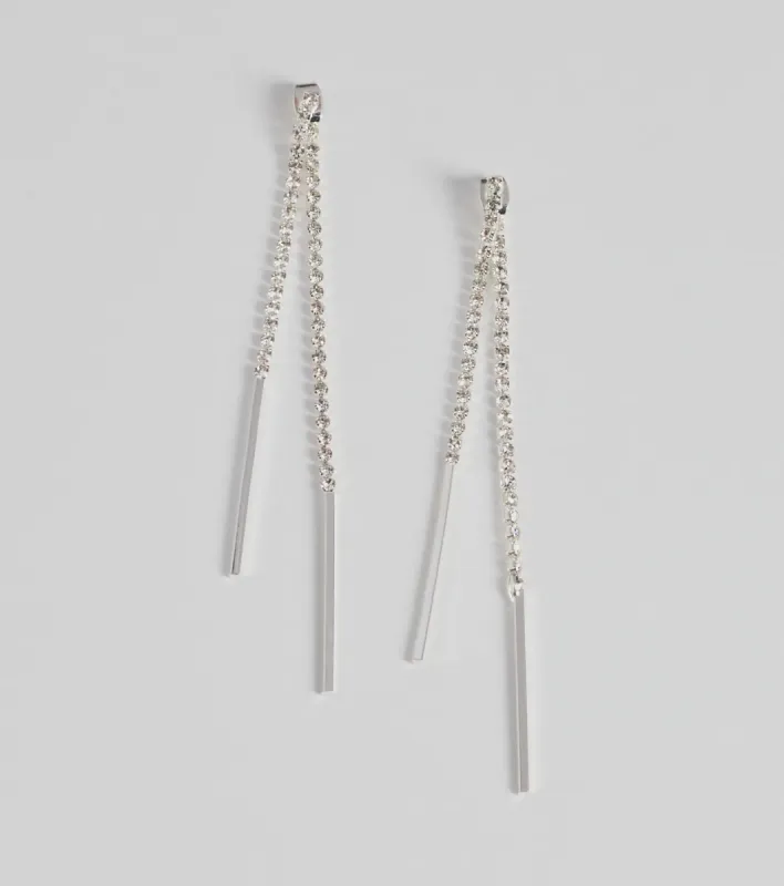 Glam Trend Rhinestone Front-To-Back Linear Earrings sold by Windsor