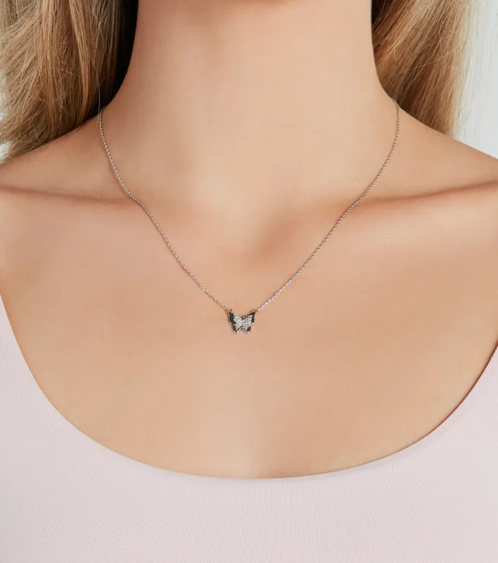 Dainty Deets Rhinestone Butterfly Charm Necklace sold by Windsor