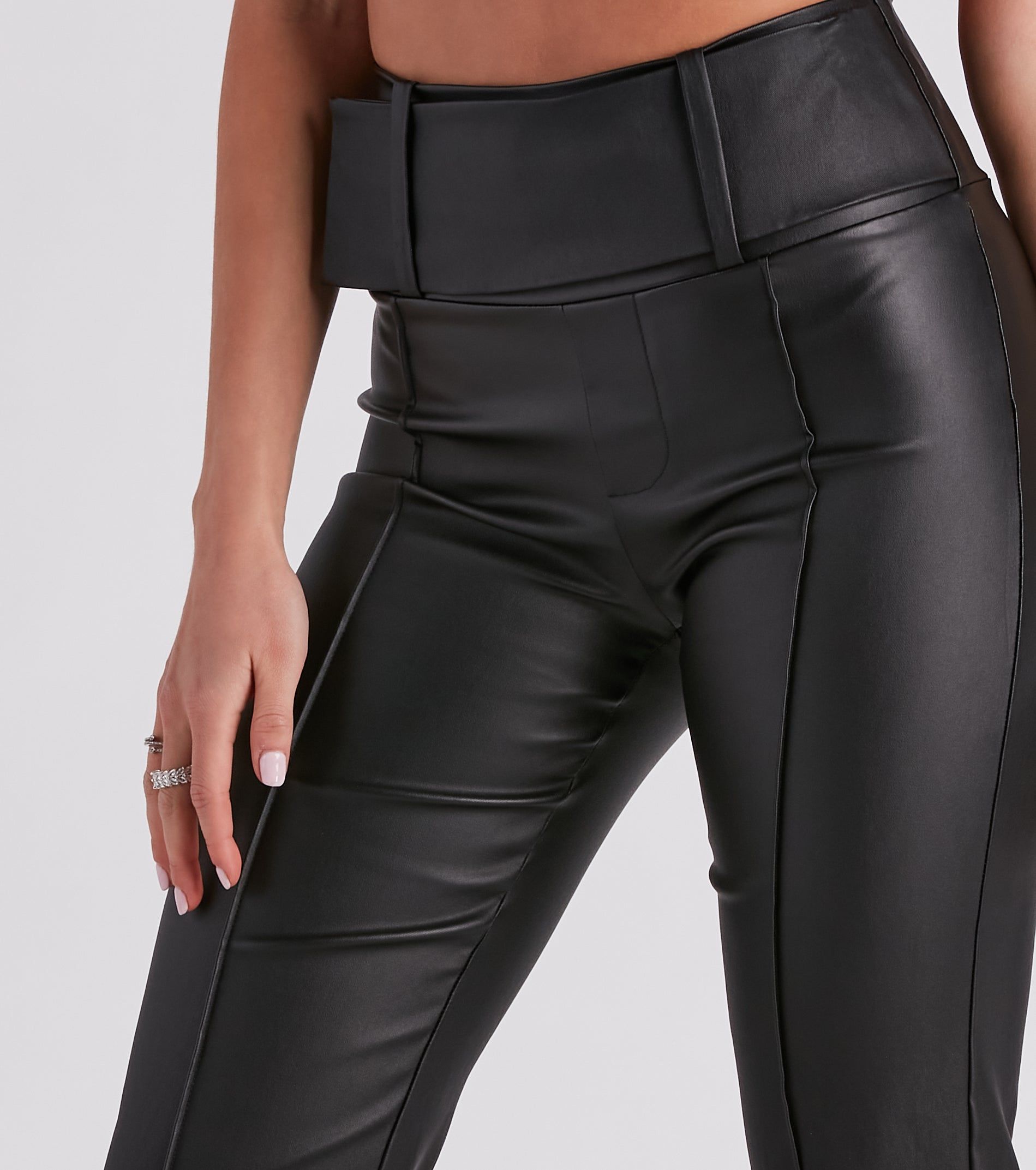 Too Cool Coated Faux Leather Straight Leg Pants sold by Windsor product image thumbnail 4