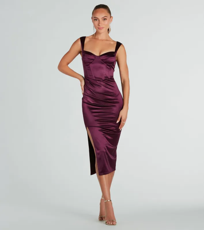 Marnie Formal Satin Corset Midi Dress sold by Windsor