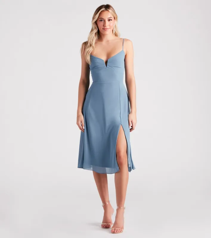Chic Fantasy Chiffon V-Neck Midi Dress sold by Windsor