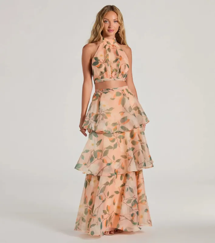 Gorgeous Perfection Ruffled Floral Chiffon Maxi Skirt sold by Windsor