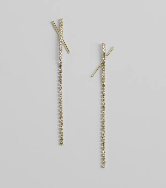 Undeniable Rhinestone Linear Earrings sold by Windsor