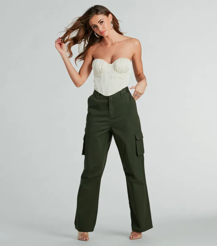 Weekend Mode High Waist Straight-Leg Cargo Pants sold by Windsor