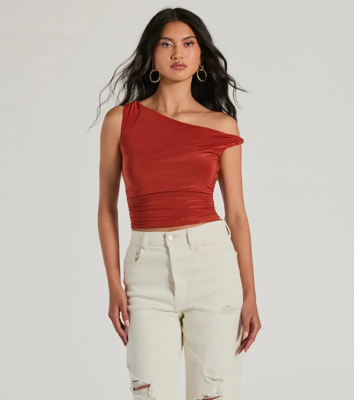 Confident Flirt One-Shoulder Crop Top sold by Windsor