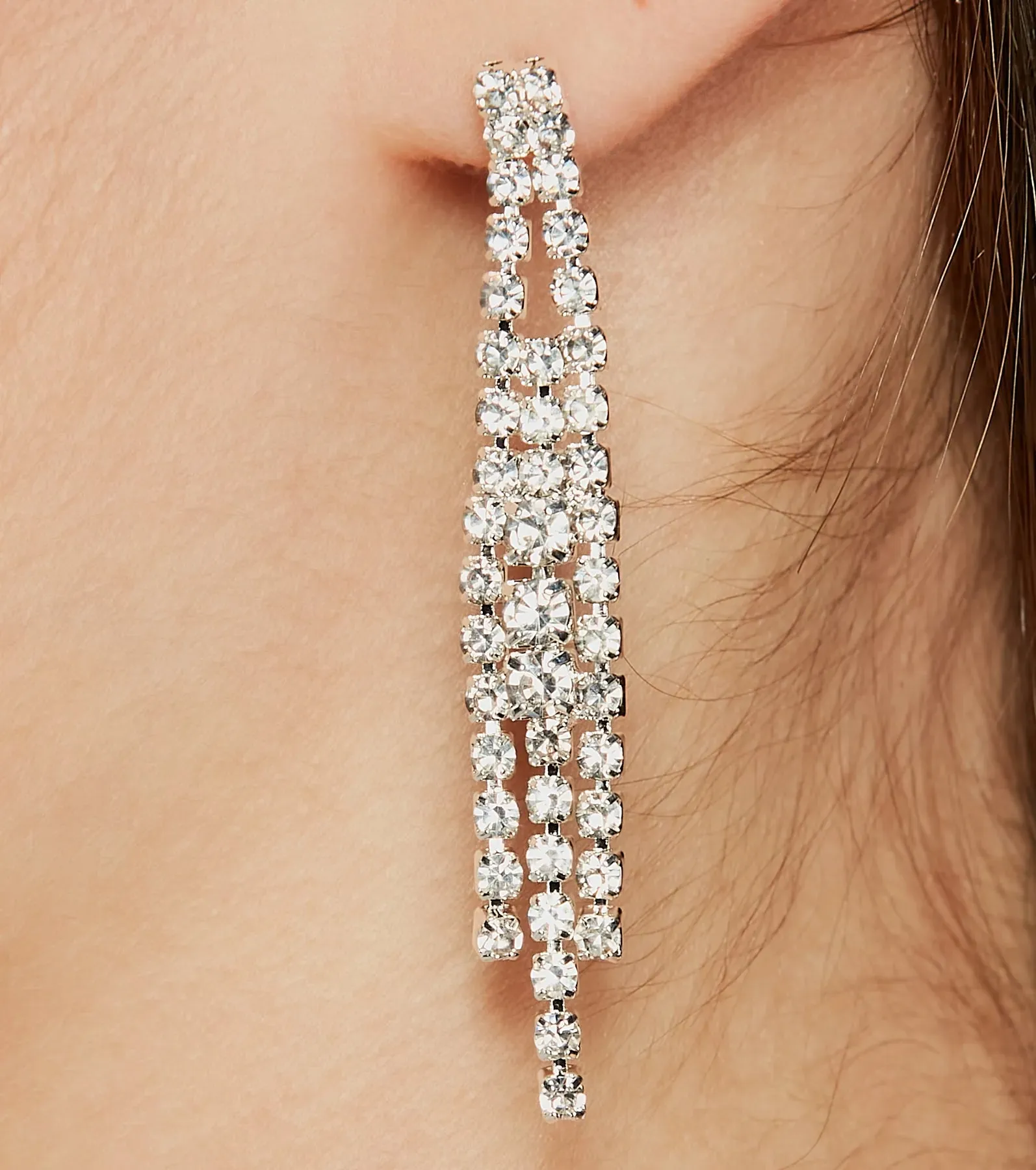 Feeling Luxe Rhinestone Fringe Necklace And Earrings Set sold by Windsor product image thumbnail 2