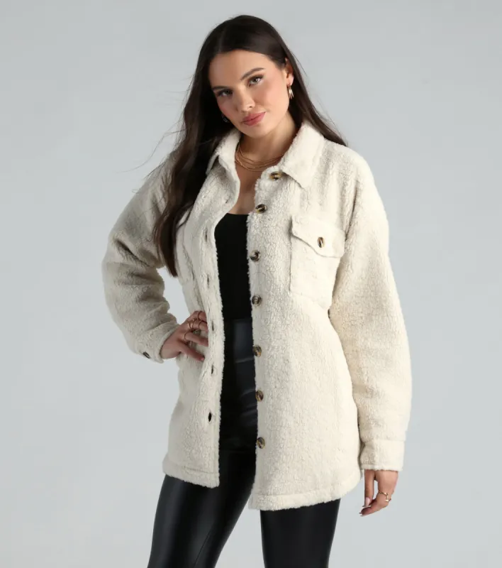 Cozy Vibes Faux Sherpa Shacket sold by Windsor