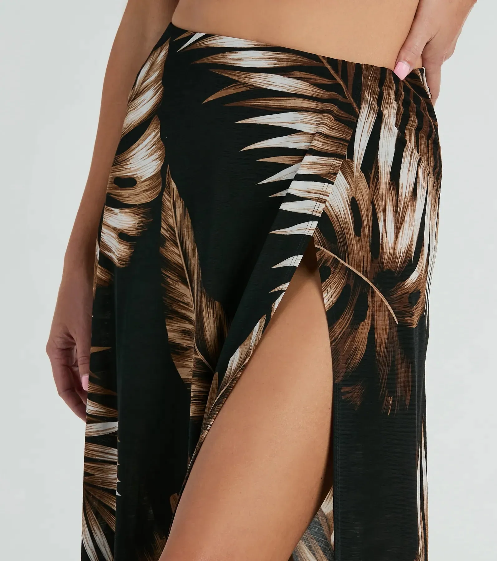Vacation Queen High-Rise Slit Tropical Maxi Skirt sold by Windsor product image thumbnail 4