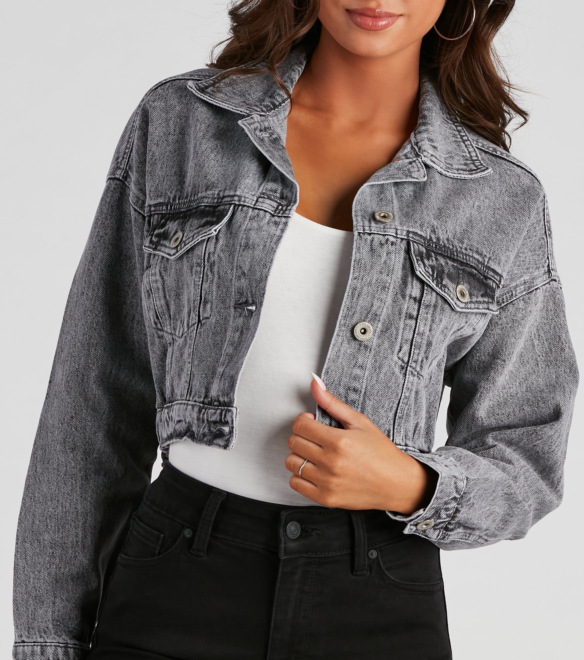 Day Trippin' Acid Wash Denim Jacket sold by Windsor product image thumbnail 4