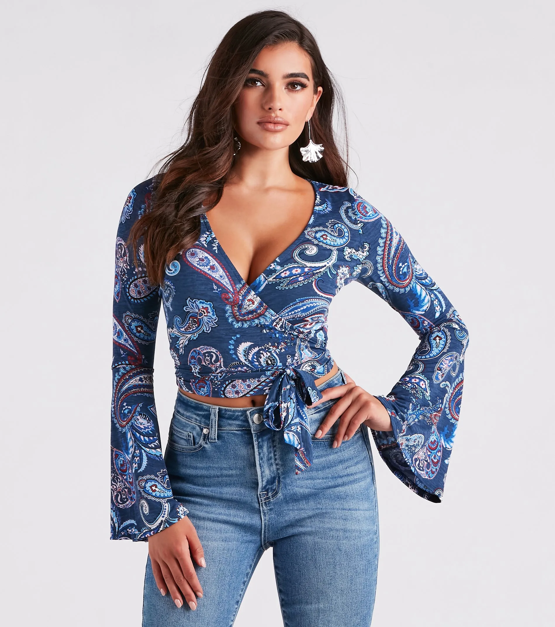 Sunset Audience Paisley Wrap Crop Top sold by Windsor