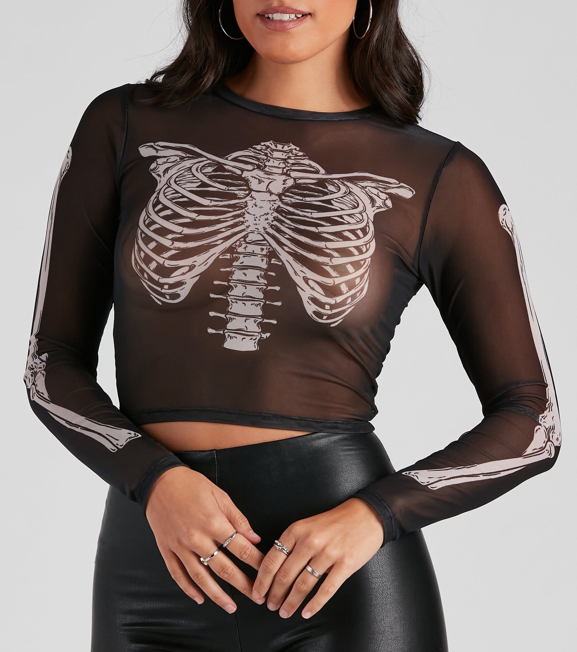 Sultry Skeleton Mesh Crop Top sold by Windsor product image thumbnail 4