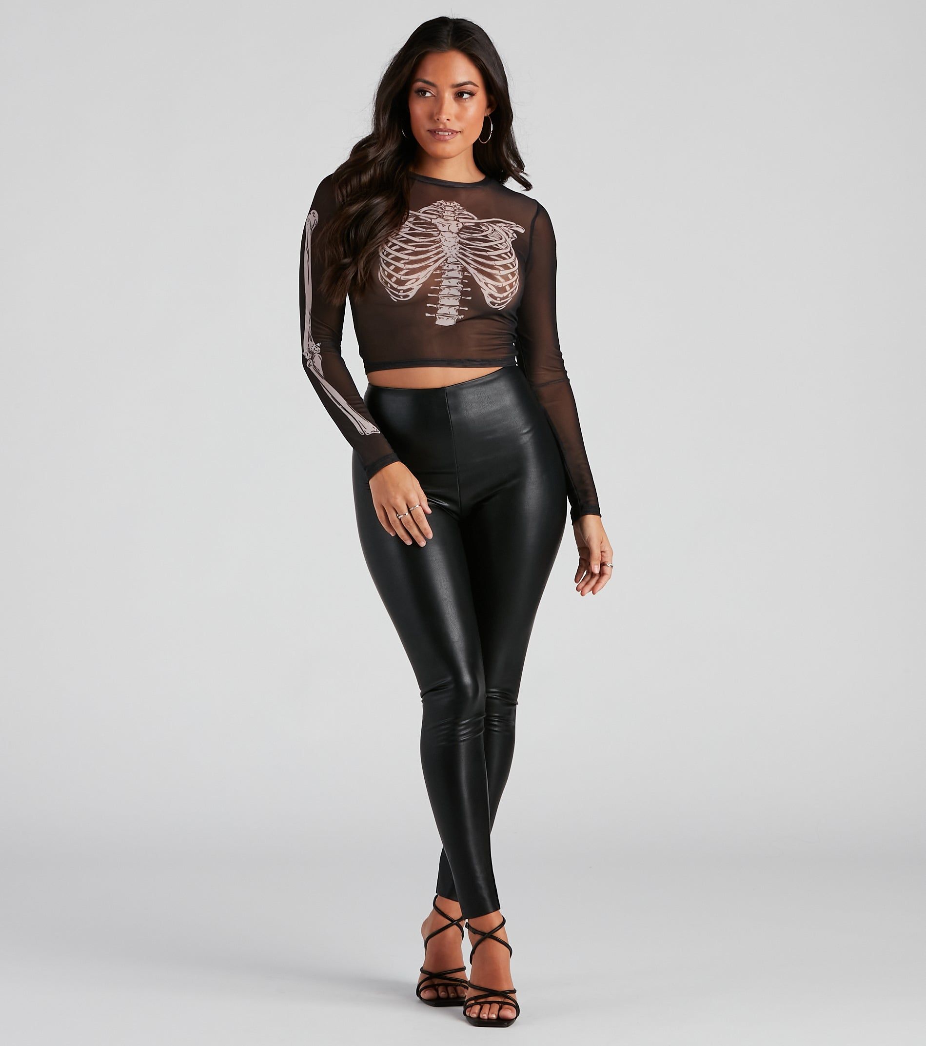 Sultry Skeleton Mesh Crop Top sold by Windsor product image thumbnail 3