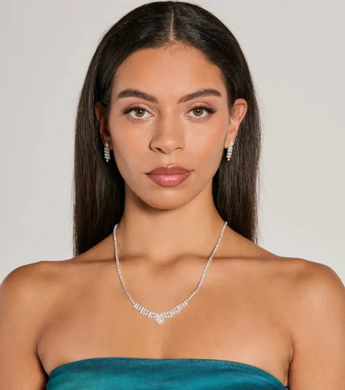 Sparkle Status Rhinestone Necklace And Earrings Set sold by Windsor