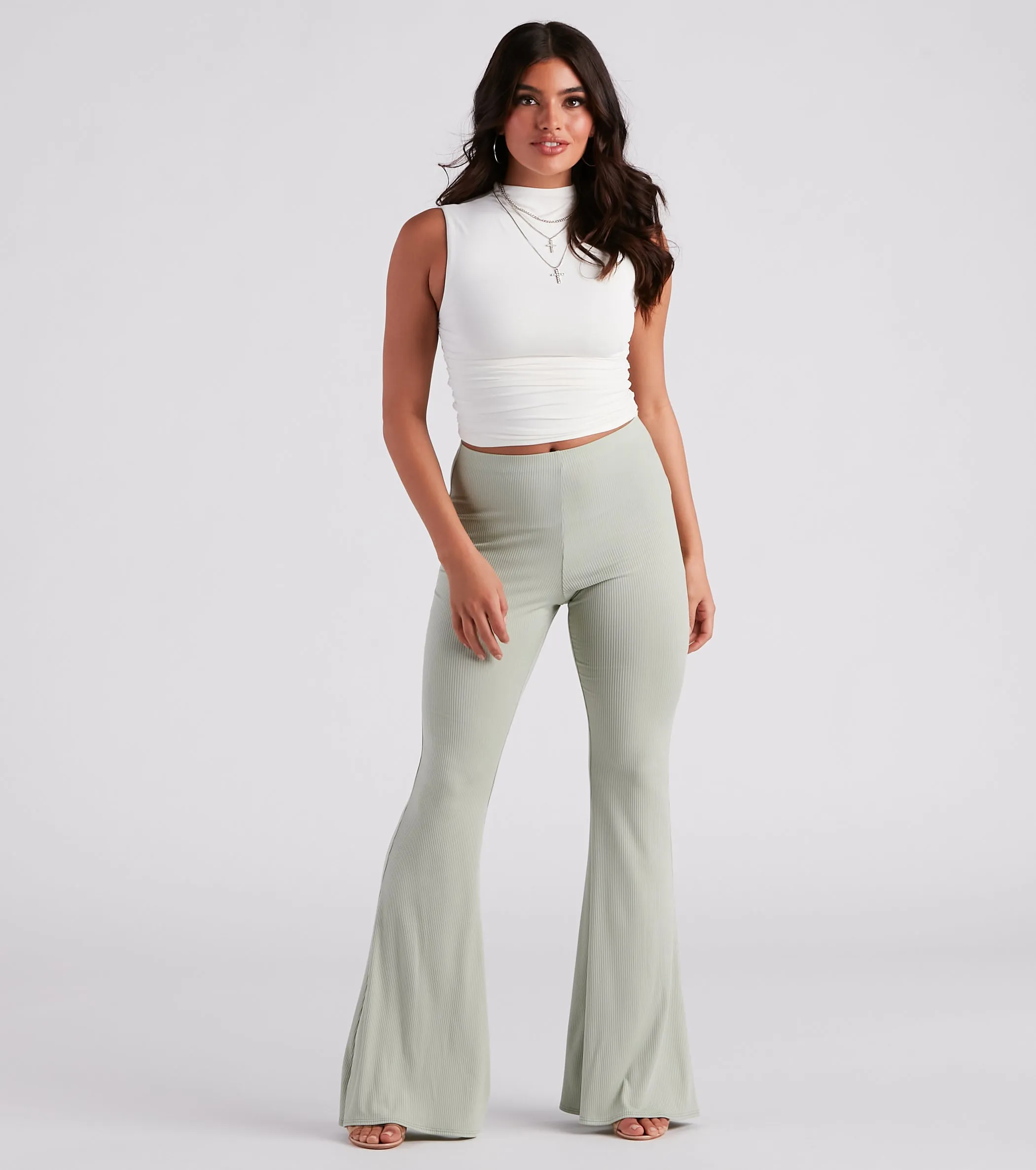 CLEARANCE - On A Flare High-Rise Knit Pants sold by Windsor