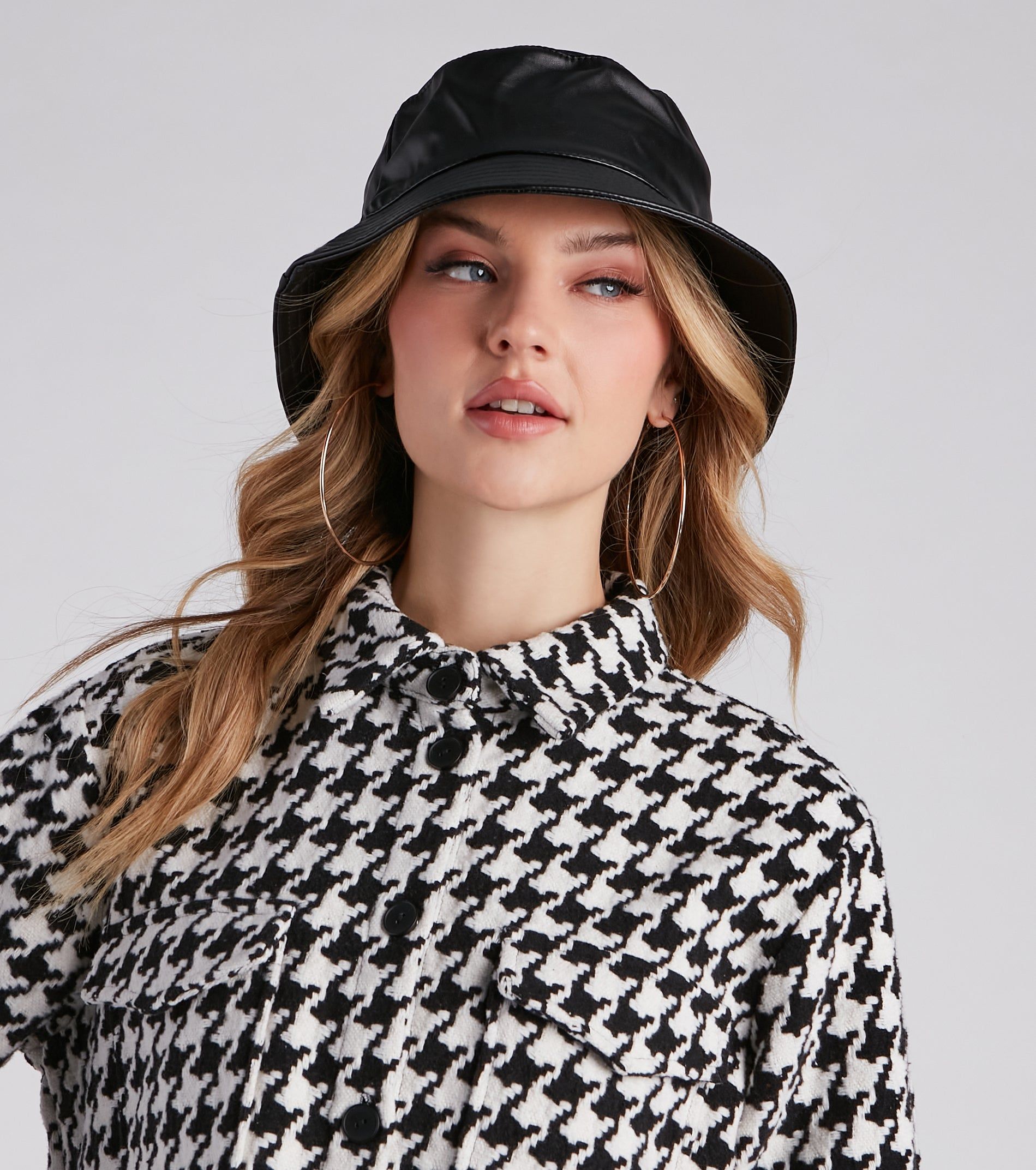 Trendy And Sleek Faux Leather Bucket Hat sold by Windsor product image thumbnail 2