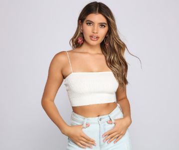 Basic Ribbed Knit Crop Top sold by Windsor
