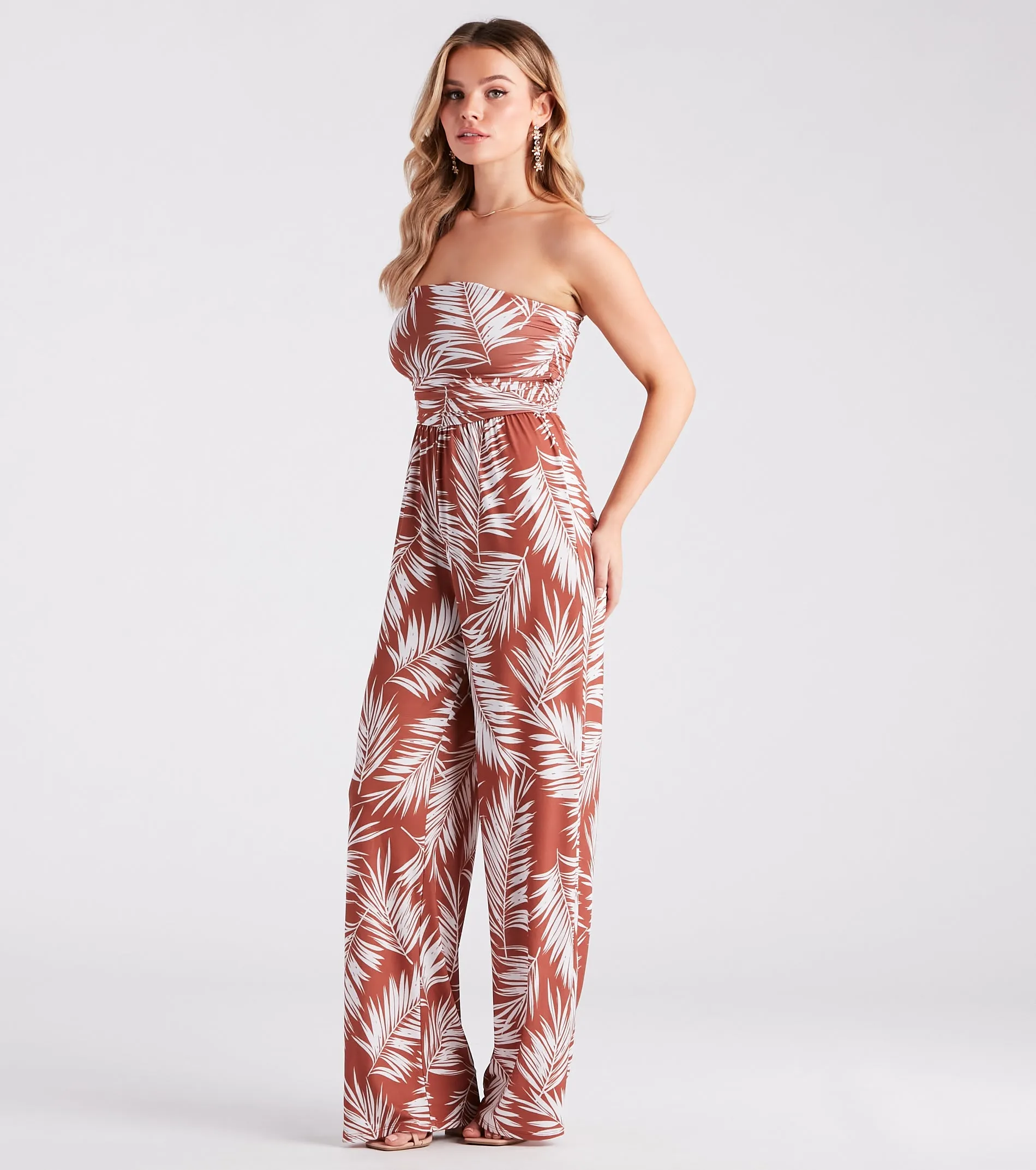 Sunset Cruise Tropical Print Strapless Jumpsuit sold by Windsor product image thumbnail 3