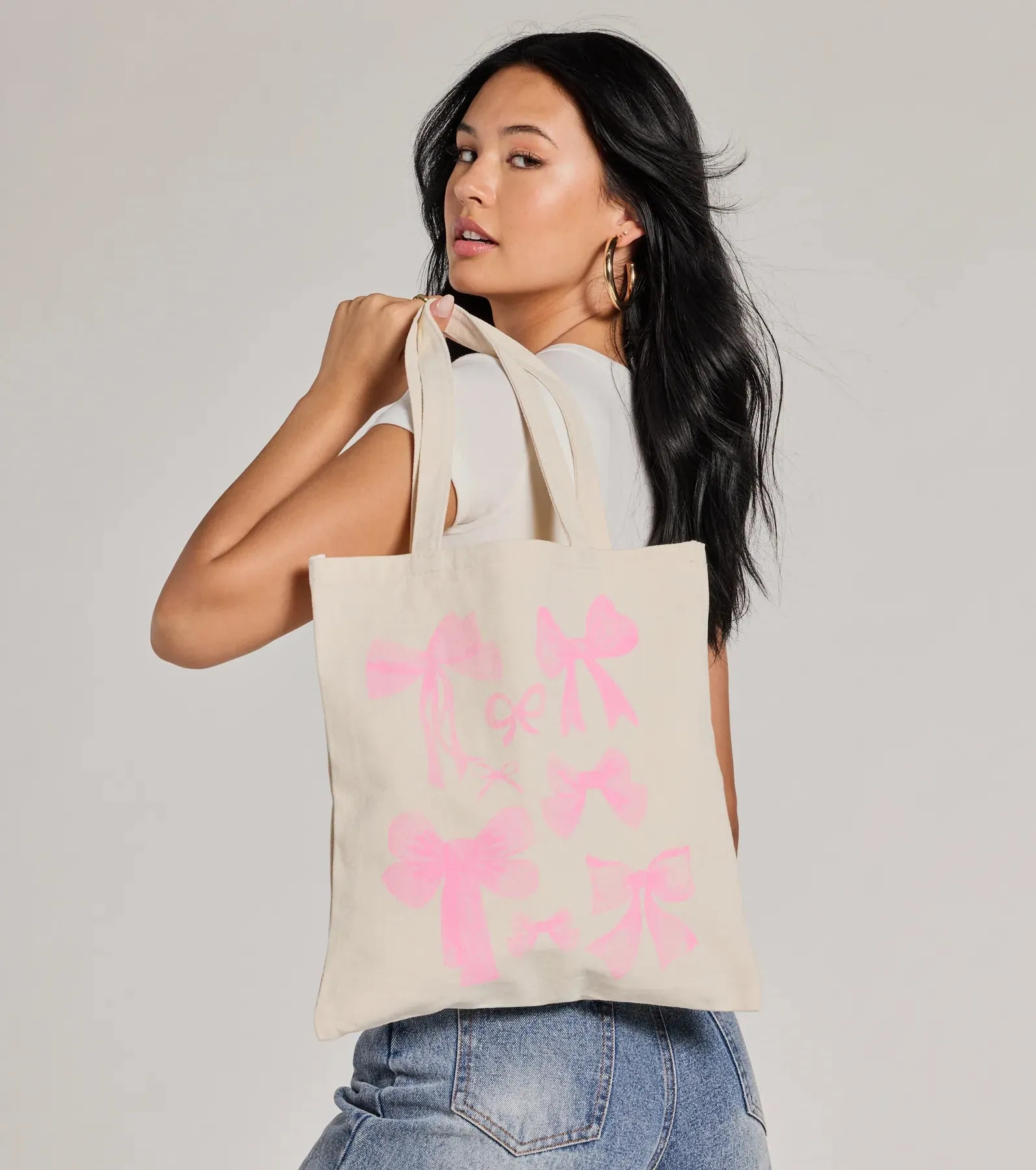 Adorable Effect Bow Canvas Tote Bag sold by Windsor