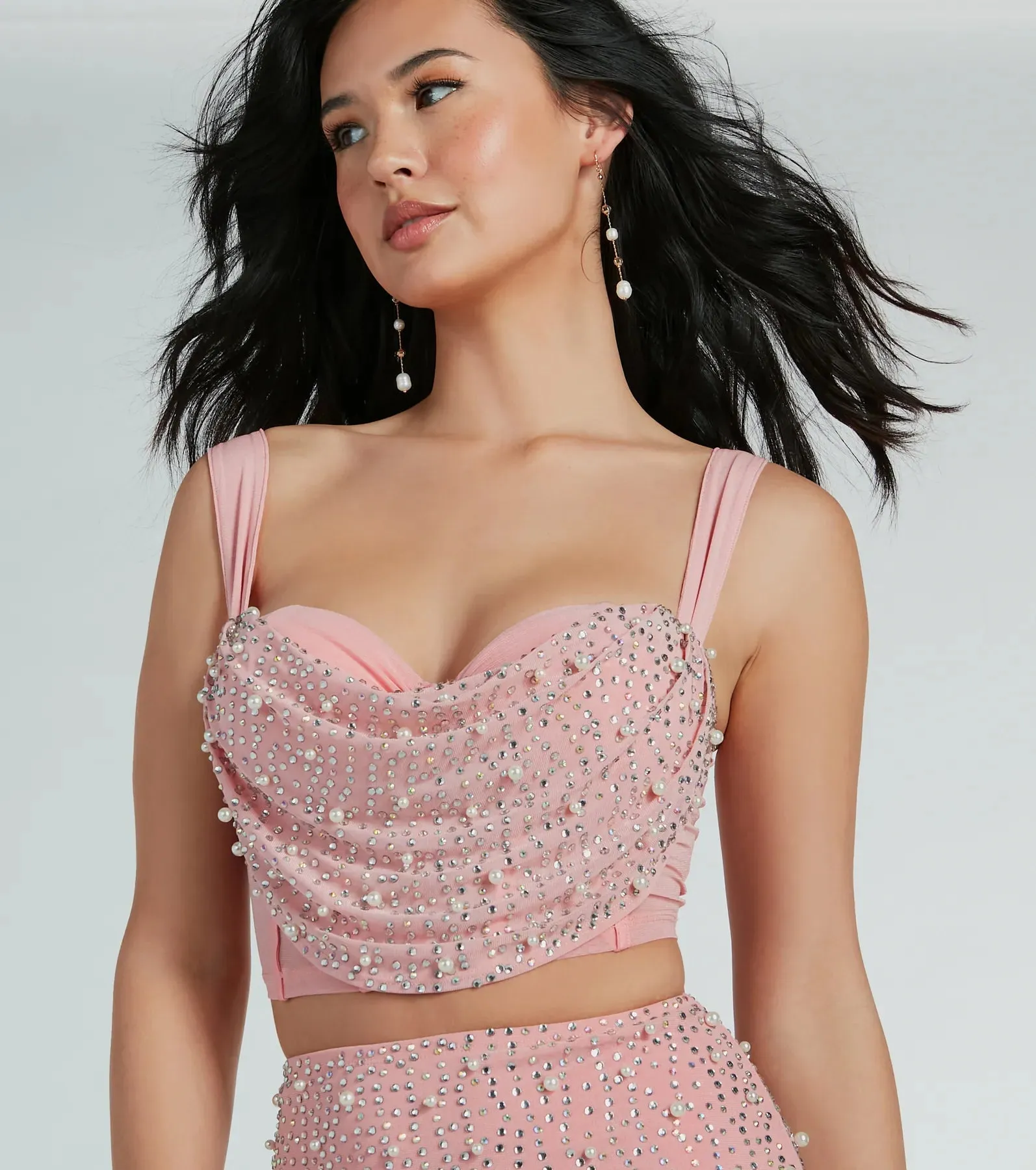 Iconic Glamour Rhinestone And Pearl Bustier Top sold by Windsor