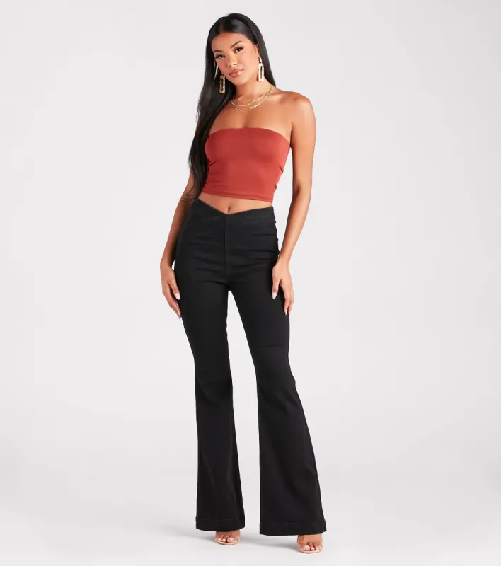 Snatched Style V-Cut Waist Flare Jeans sold by Windsor