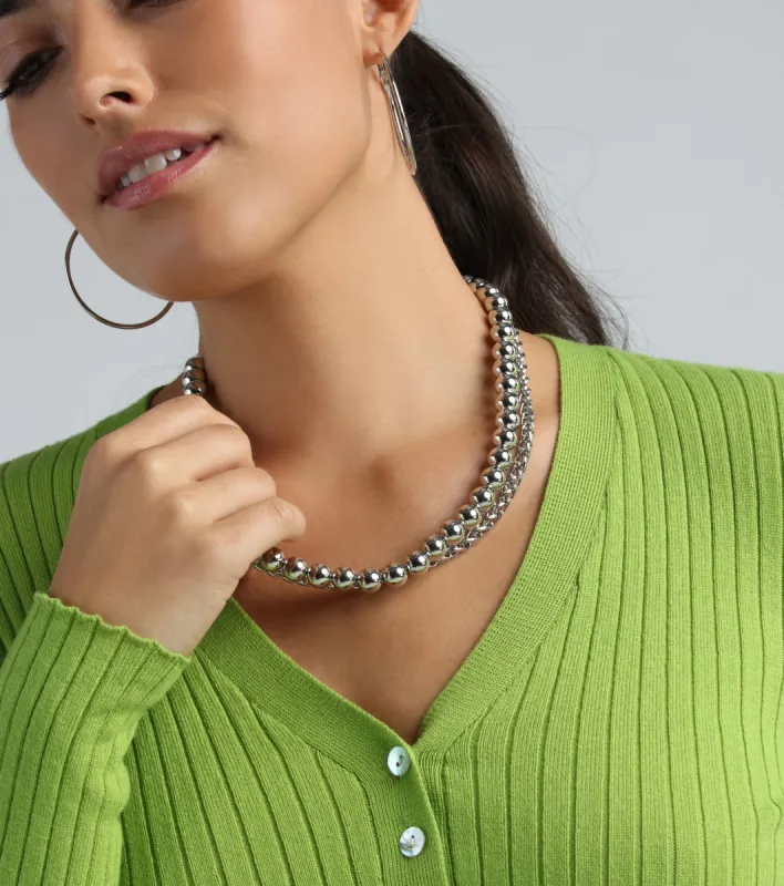 Cool-Girl Attitude Beaded And Chain Layered Necklace sold by Windsor