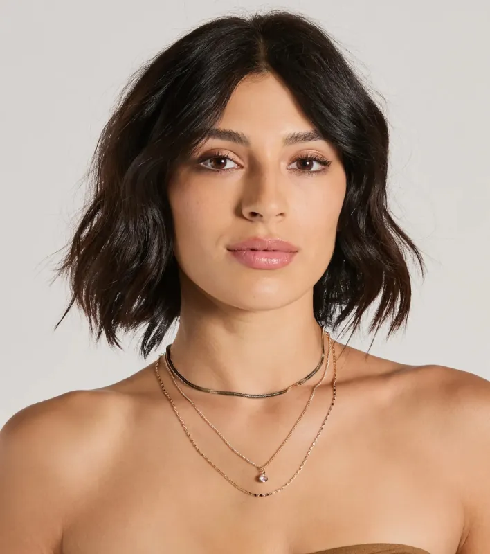 Covetable Layered Rhinestone Charm Necklace sold by Windsor
