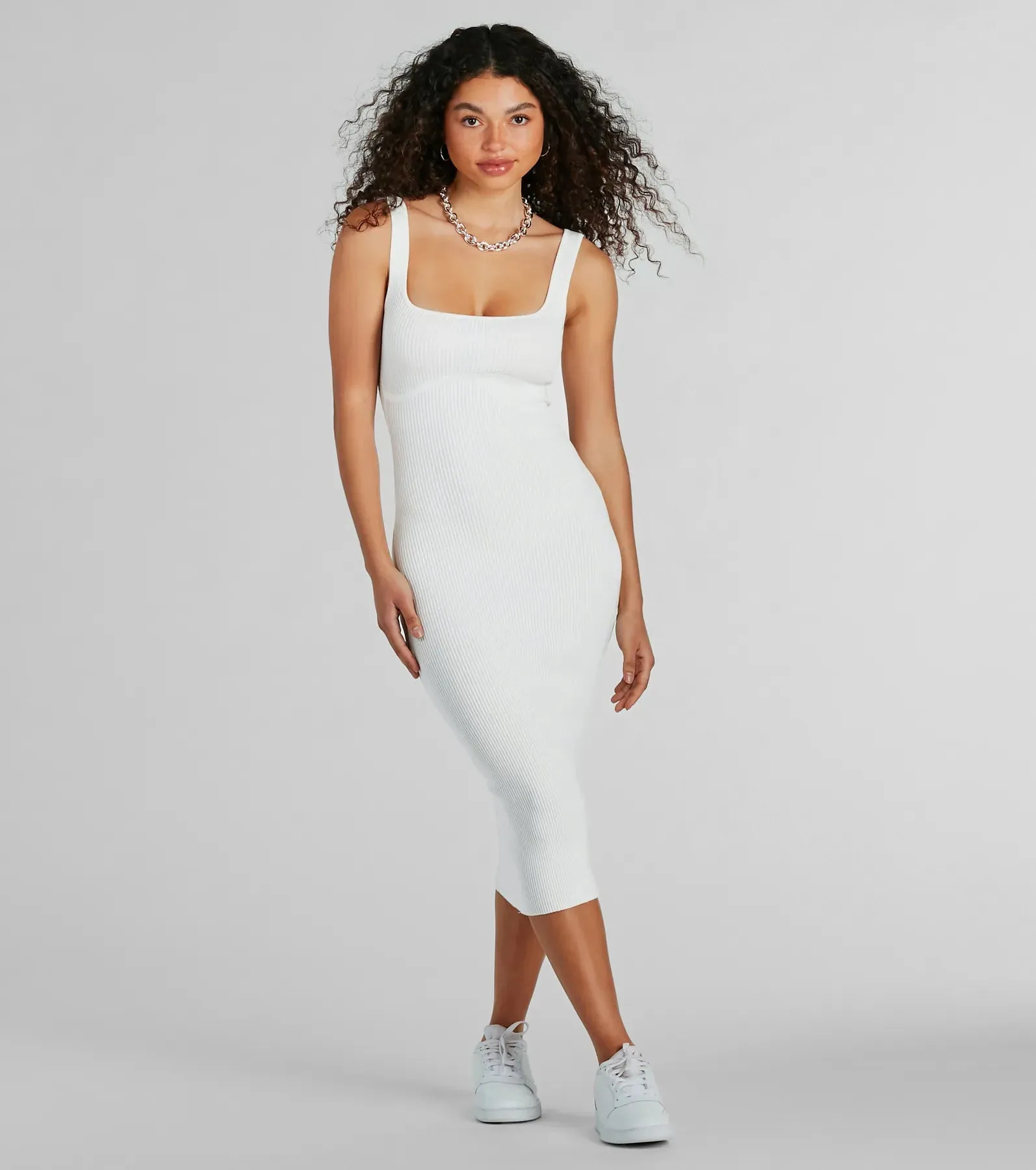 Perfect Pick Ribbed Knit Bodycon Midi Dress sold by Windsor