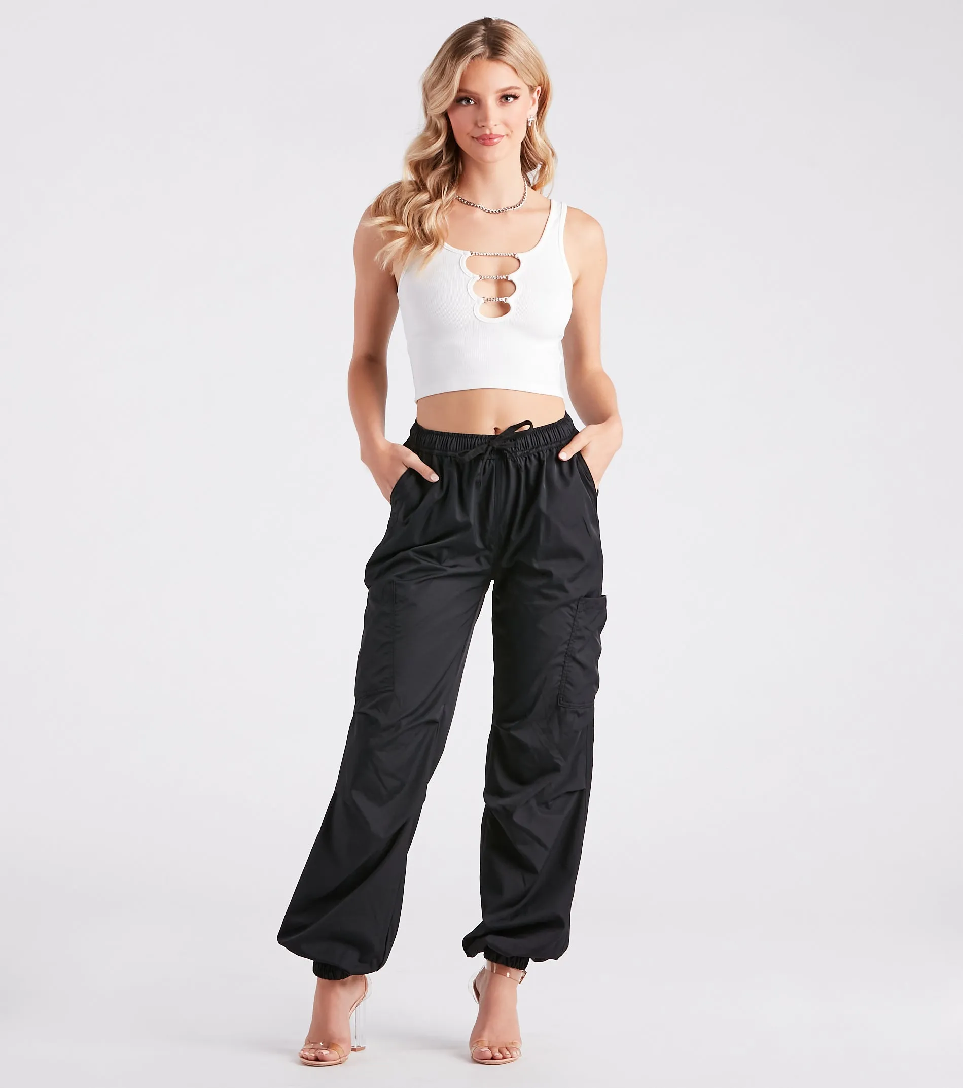 Basics That Shine Rhinestone Crop Tank Top sold by Windsor product image thumbnail 3
