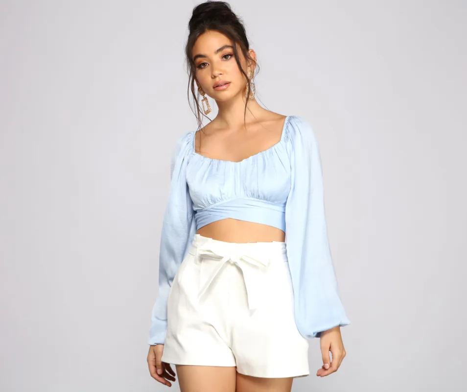 CLEARANCE - Sweet And Flirty Satin Crop Top sold by Windsor