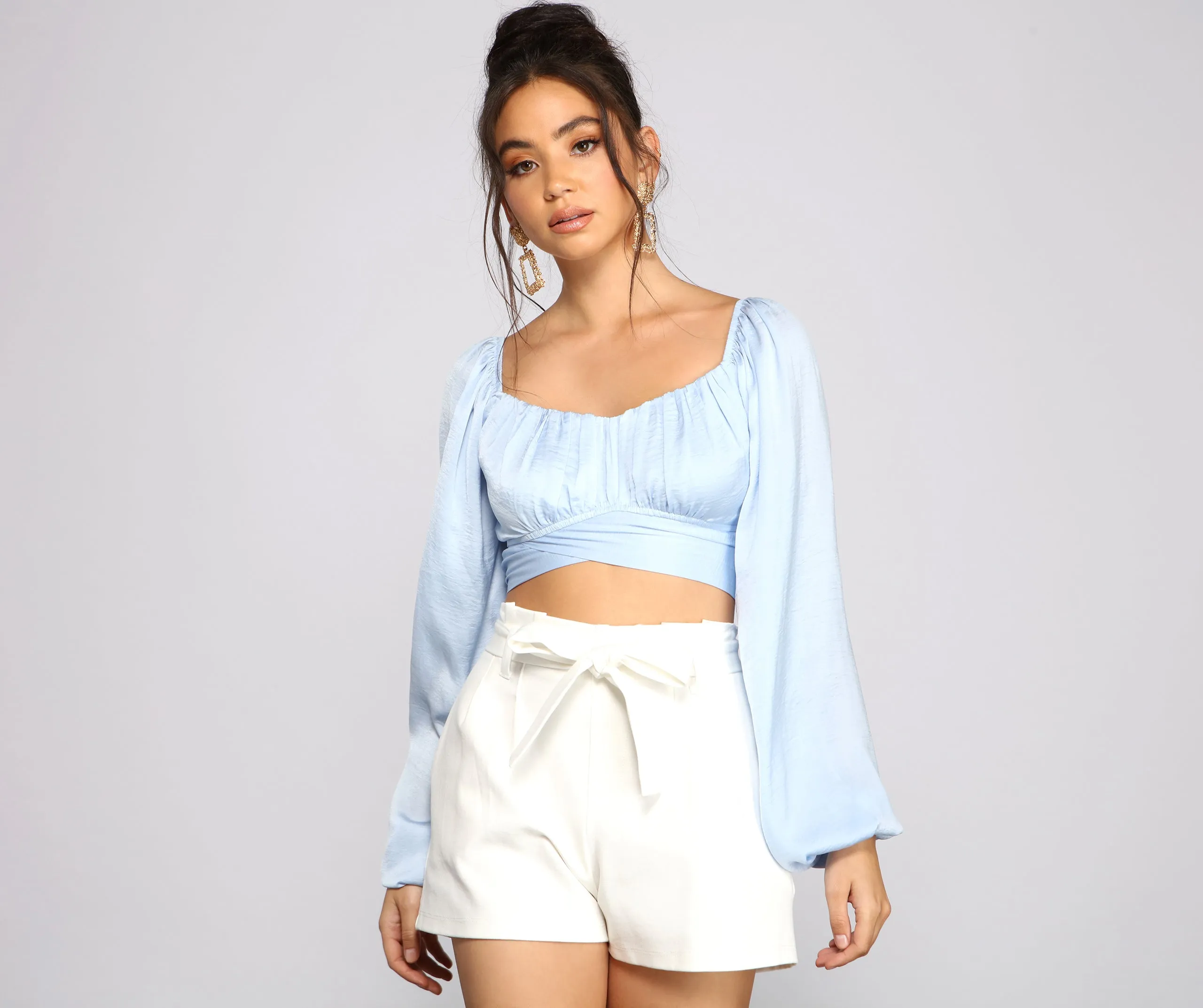 CLEARANCE - Sweet And Flirty Satin Crop Top sold by Windsor