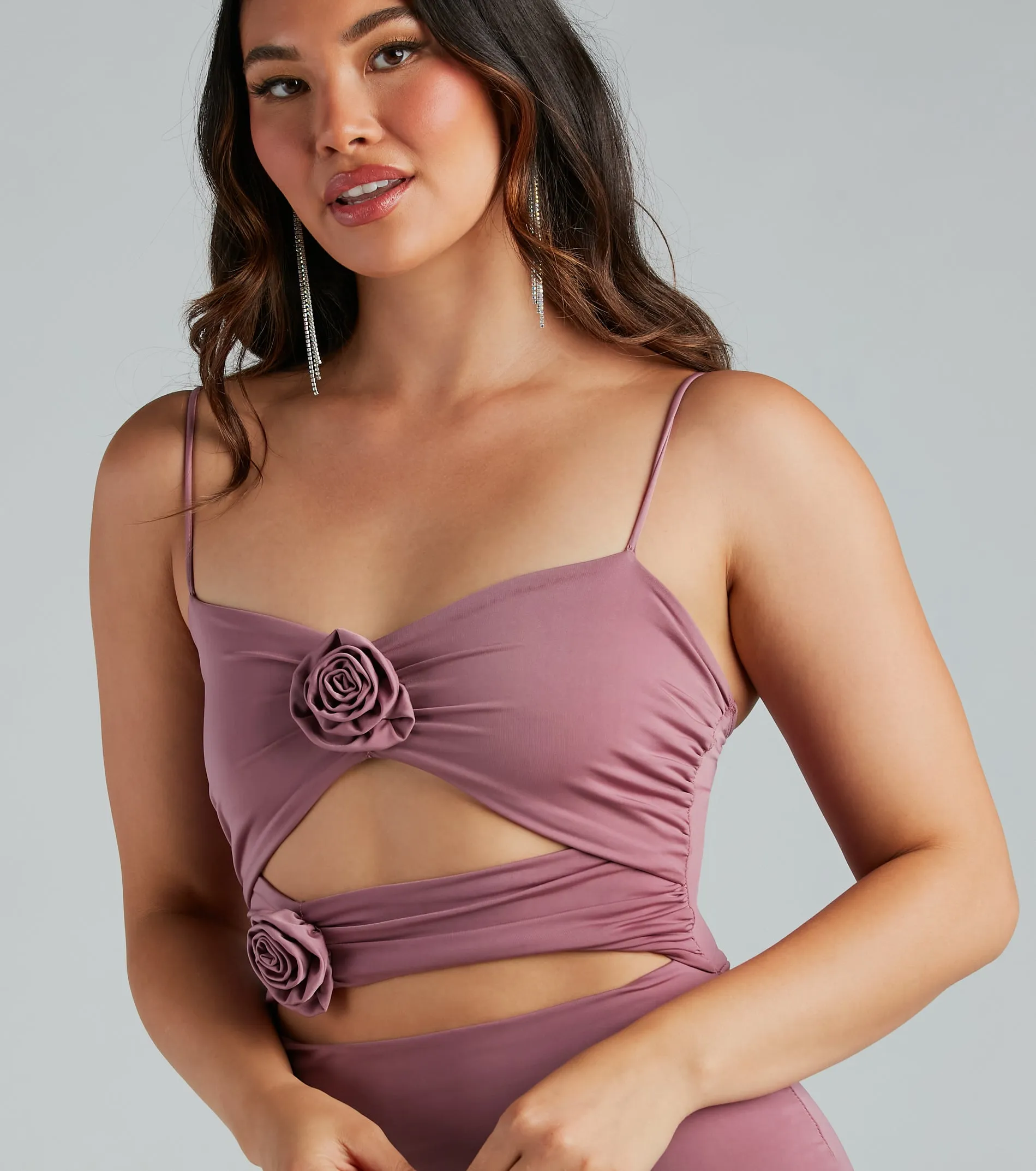 Sweet Charm Rosette Flower Cutout Midi Dress sold by Windsor product image thumbnail 4