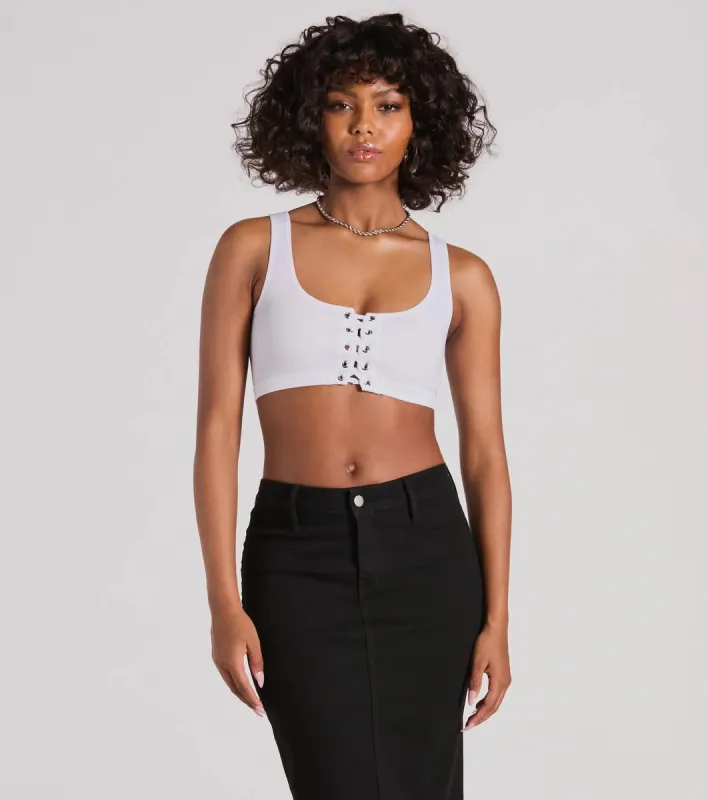 Casual With A Twist Sleeveless Lace-Up Crop Top sold by Windsor