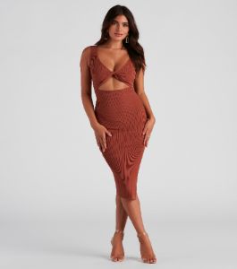 PLACEHOLDER - Stylish Silhouette Midi Sweater Dress sold by Windsor