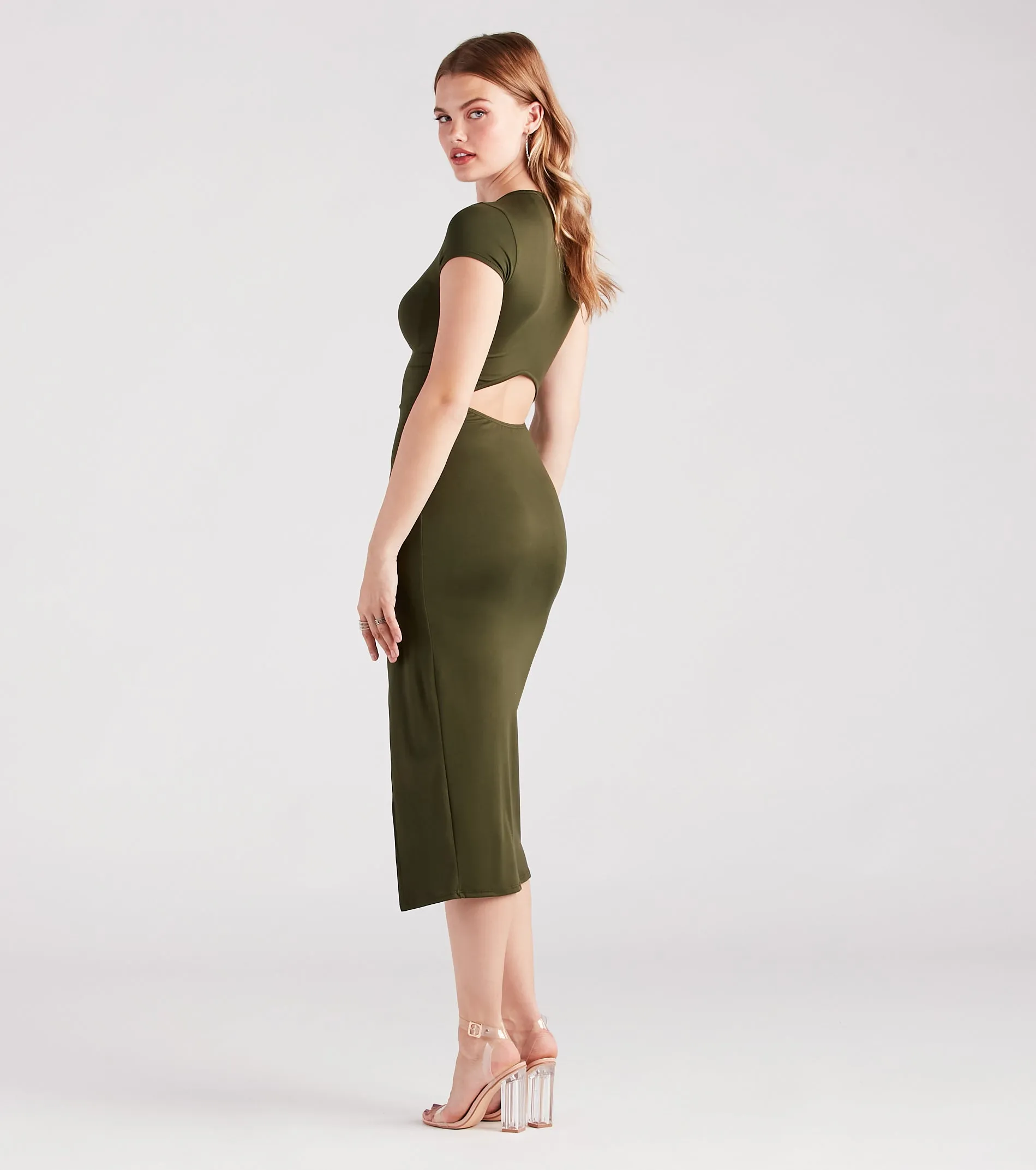 Forever Basic Crew Neck Slit Midi Dress sold by Windsor product image thumbnail 2
