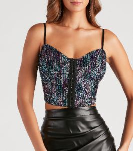 Jazzy Affair Sequin Corset Top sold by Windsor