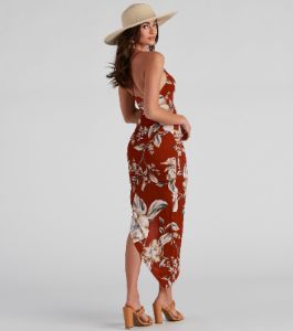 Tropical Nights V-Neck Midi Dress sold by Windsor
