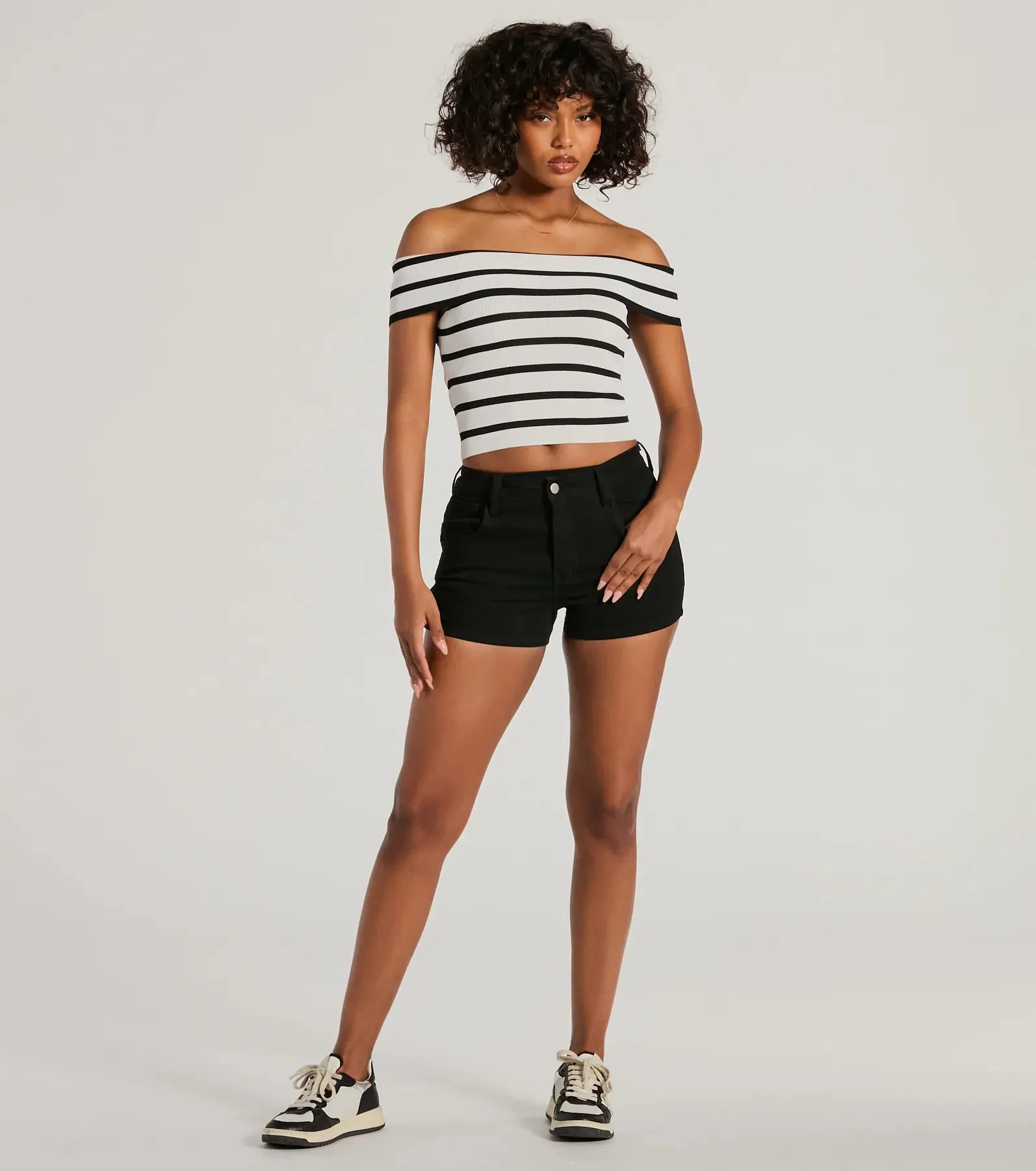 Just Your Stripe Off-The-Shoulder Crop Top sold by Windsor product image thumbnail 3