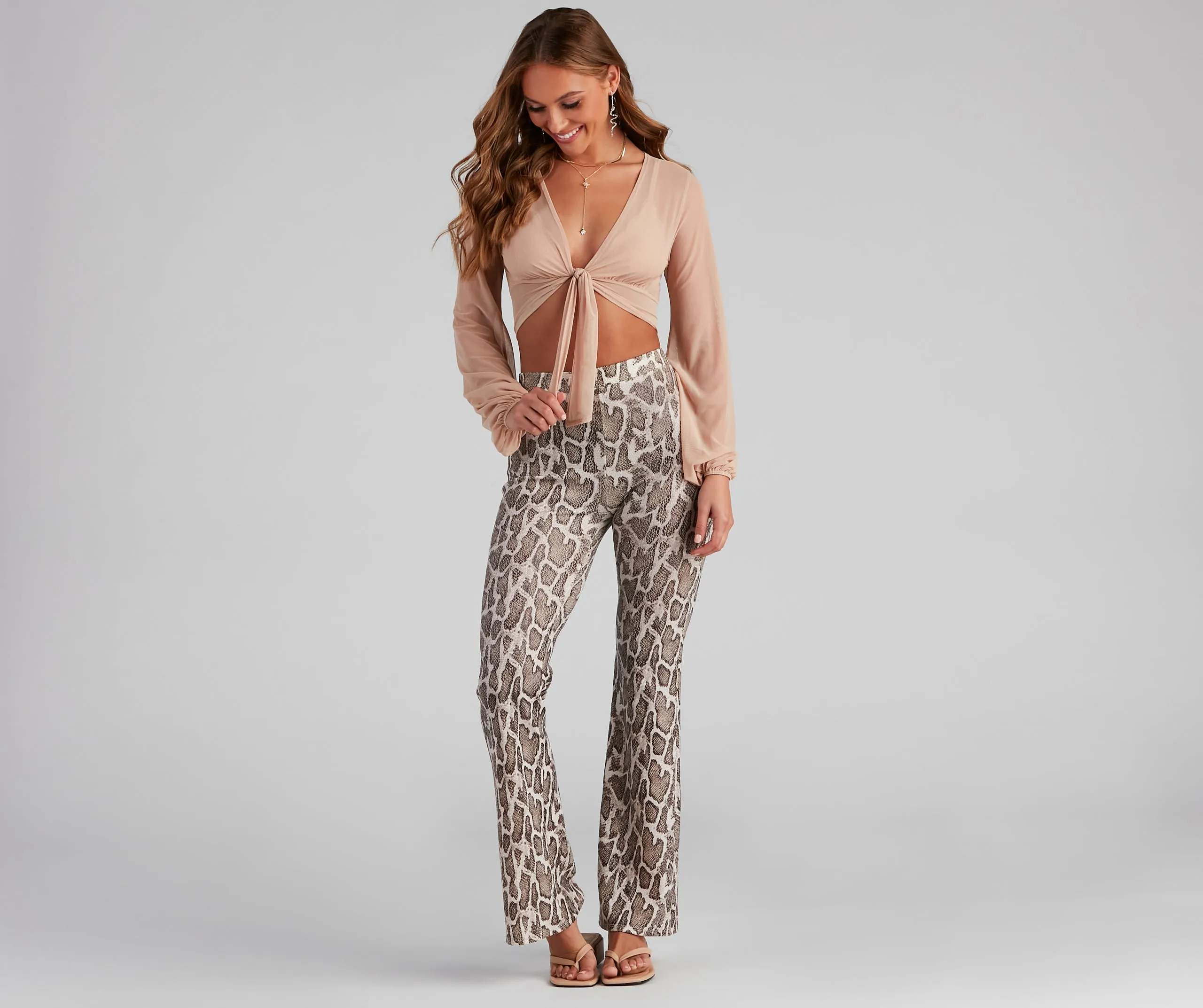 Somewhere Sweet Mesh Tie Front Crop Top sold by Windsor product image thumbnail 3