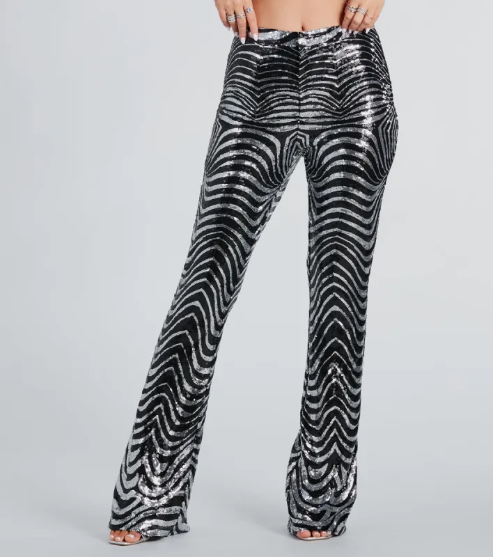 Make An Entrance Sequin Swirl Flare Pants sold by Windsor