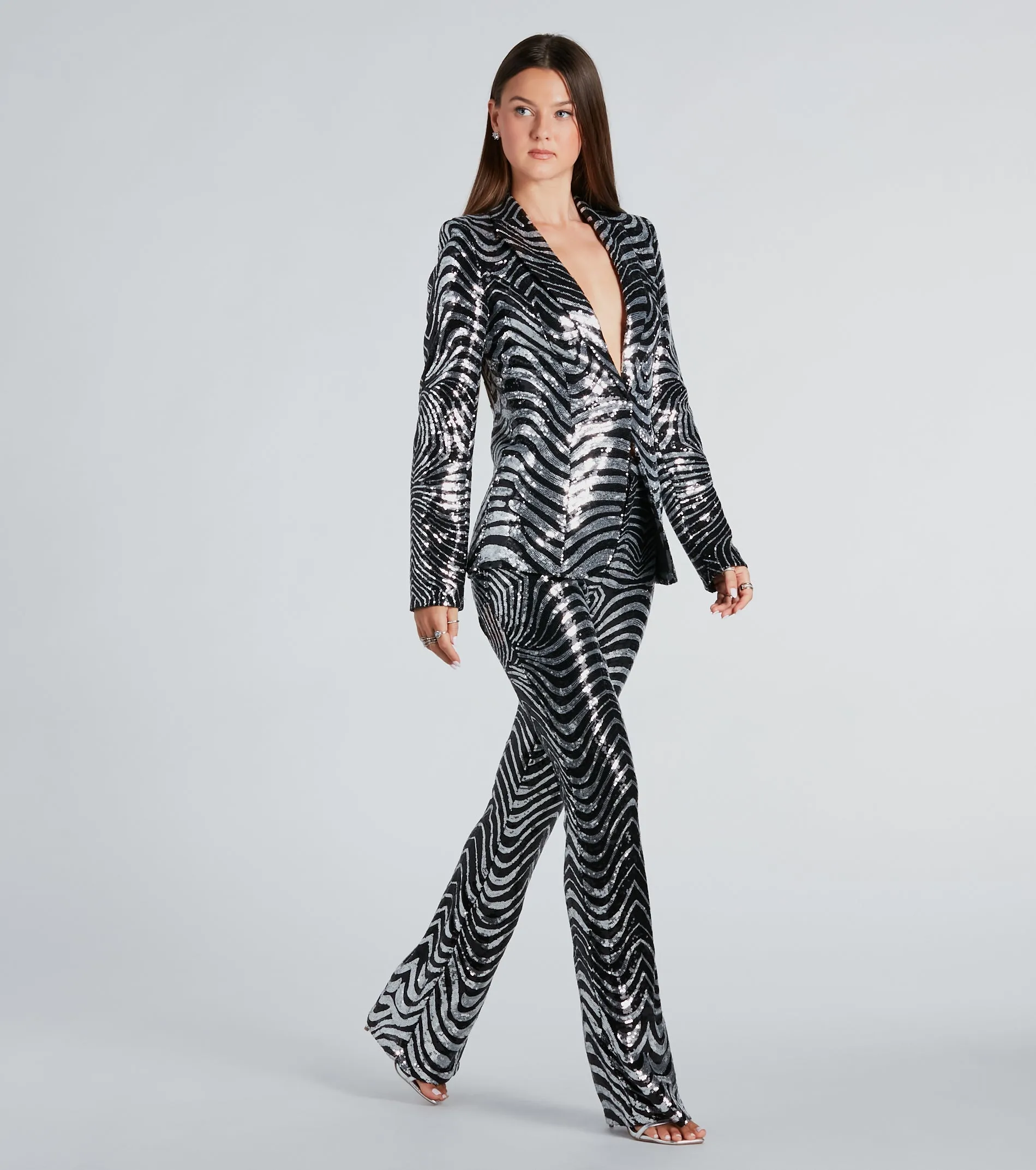 Make An Entrance Sequin Swirl Flare Pants sold by Windsor product image thumbnail 2