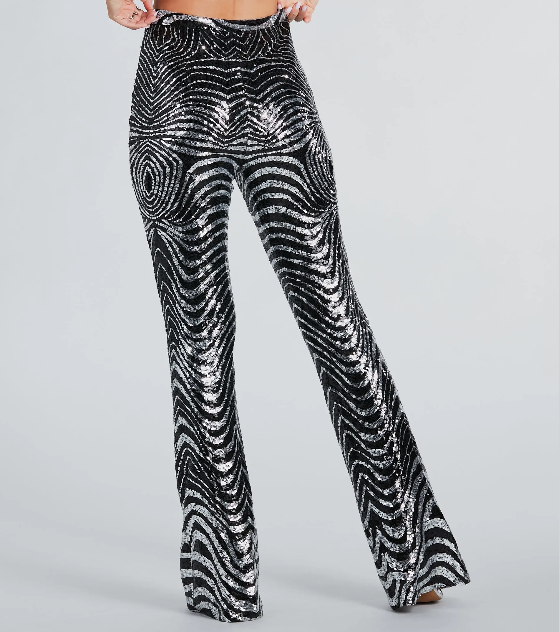 Make An Entrance Sequin Swirl Flare Pants sold by Windsor product image thumbnail 3