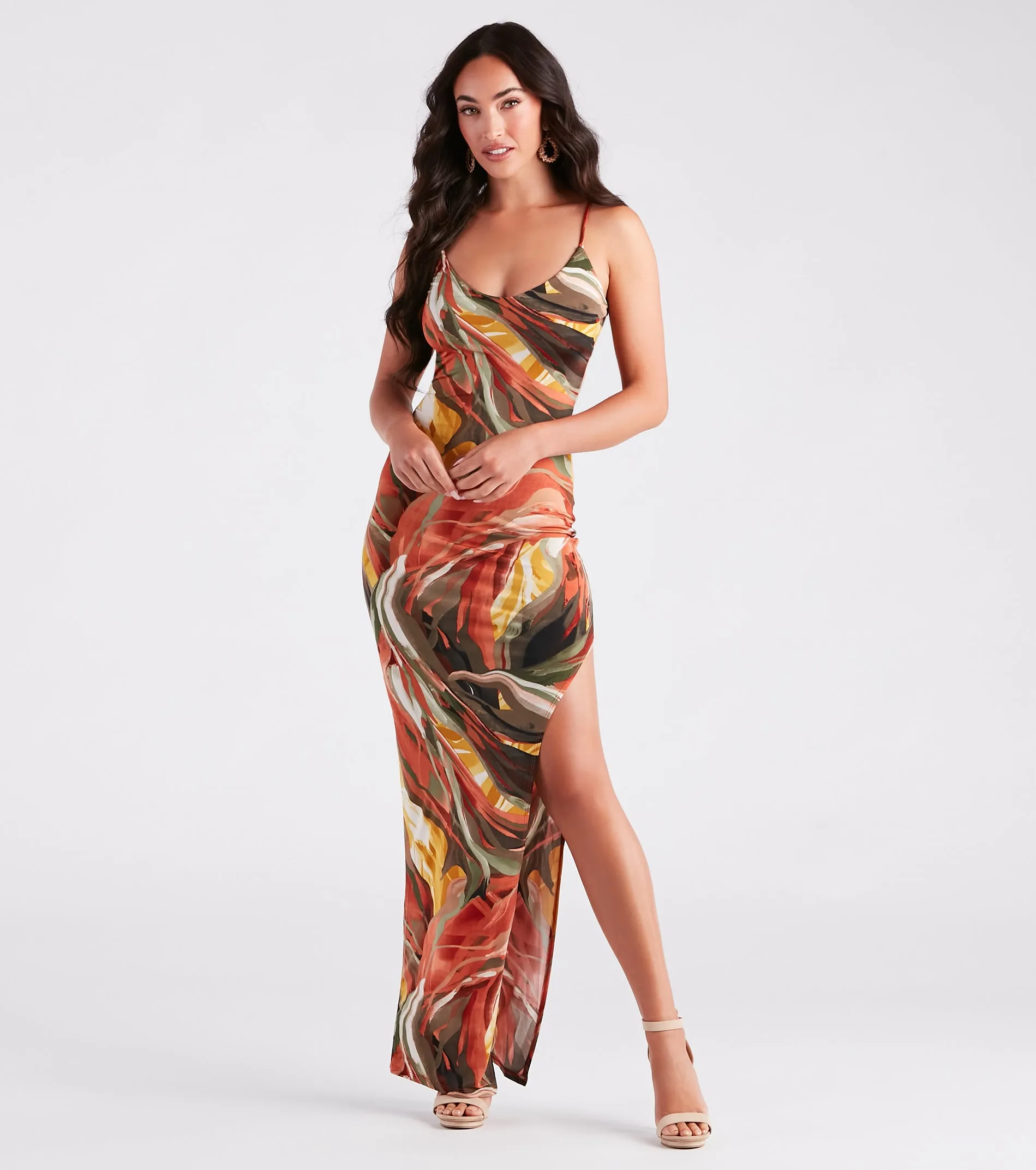 Elite Summer Style Marble Print Maxi Dress sold by Windsor