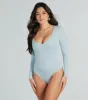 Smooth Silhouette V-Neck Long Sleeve Bodysuit sold by Windsor