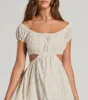 Watch Me Bloom Off-The-Shoulder Floral Midi Dress sold by Windsor