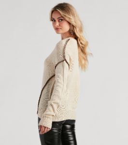 Cute Contrast Stitch Knit Sweater sold by Windsor