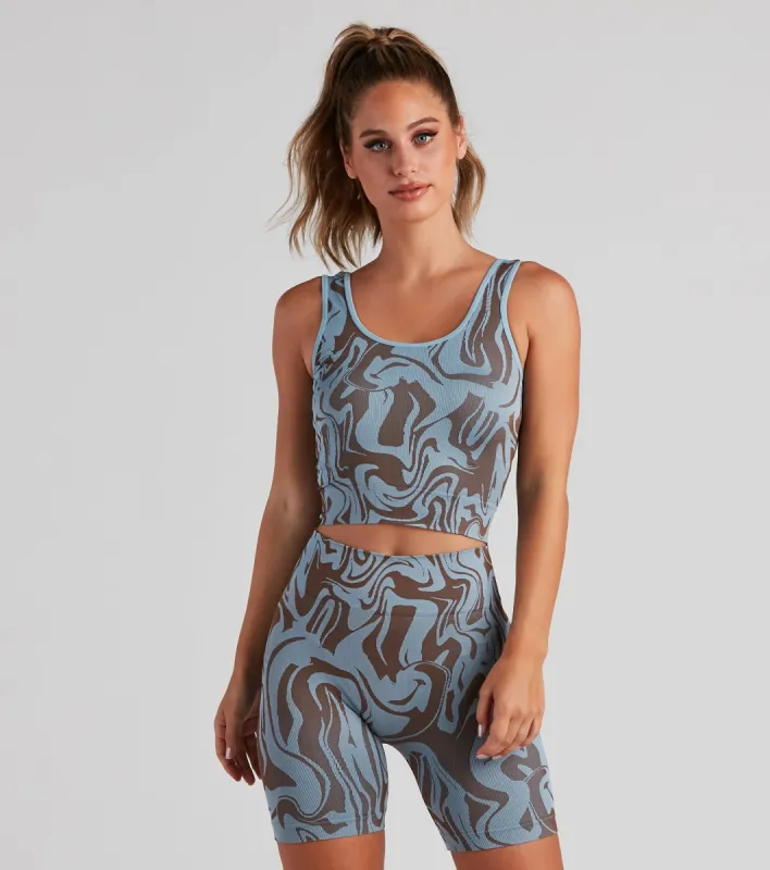 Retro Swirls Seamless Longline Bralette sold by Windsor