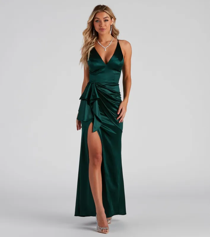 Susie Formal Satin V-Neck Dress sold by Windsor